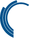 Medical center radiologists curved blue brand icon.