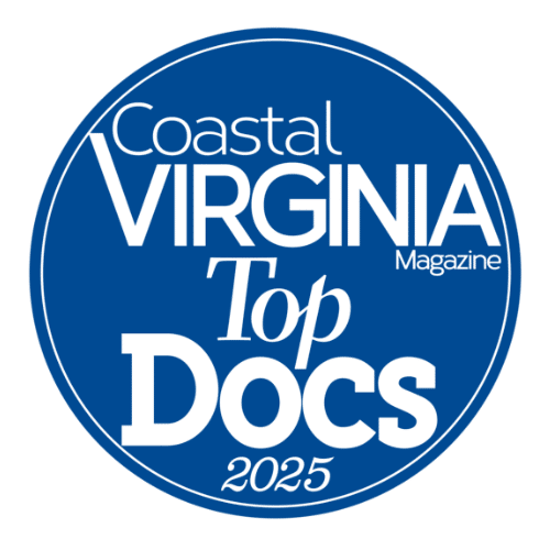 Coastal virginia top docs 2025 award badge.