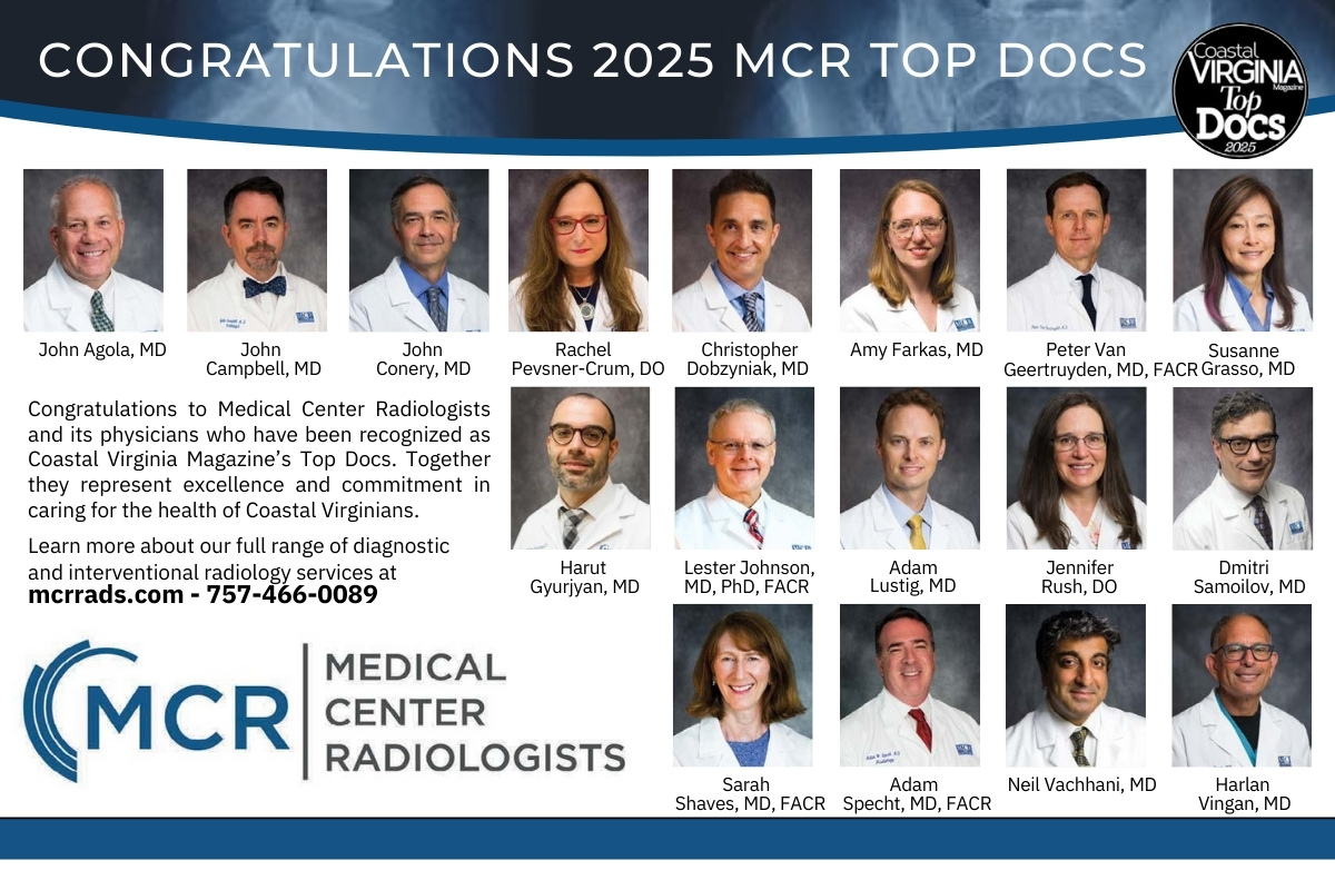 News & events 3 Group photo of medical center radiologists named 2025 coastal virginia magazine top doctors, expert radiologists from hampton roads